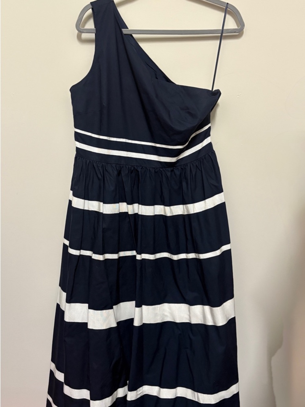 J. Crew Navy and White One-Shoulder Striped Maxi Dress - Picture 4 of 4